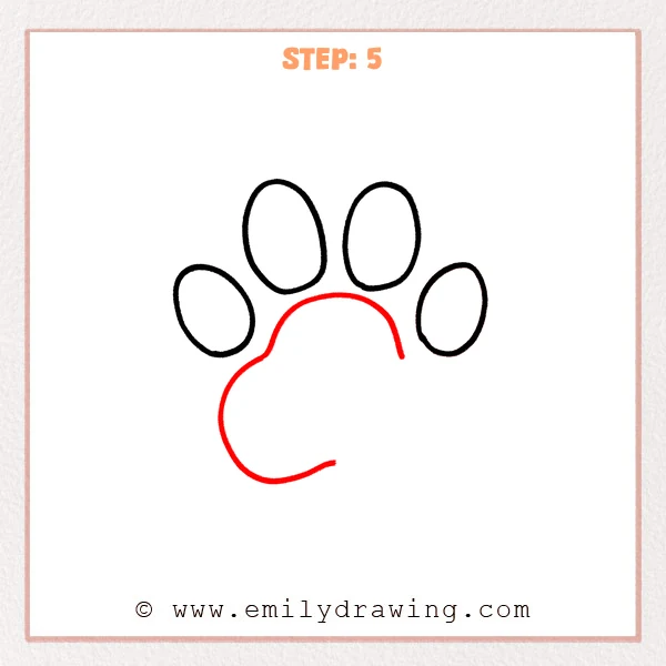 how to draw a paw print - Step 5
